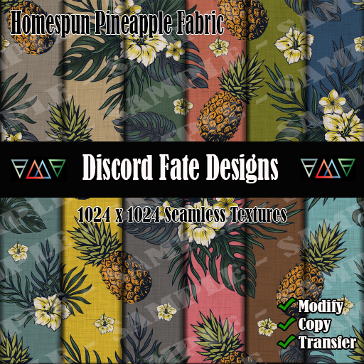 Second Life Marketplace DFD Homespun Pineapple Fabric